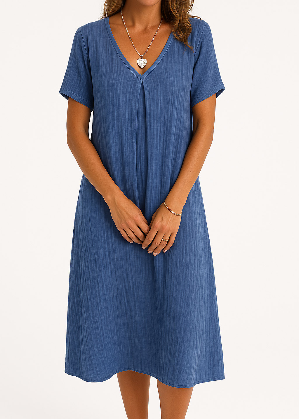 Yara | Linen V-neck Midi Dress