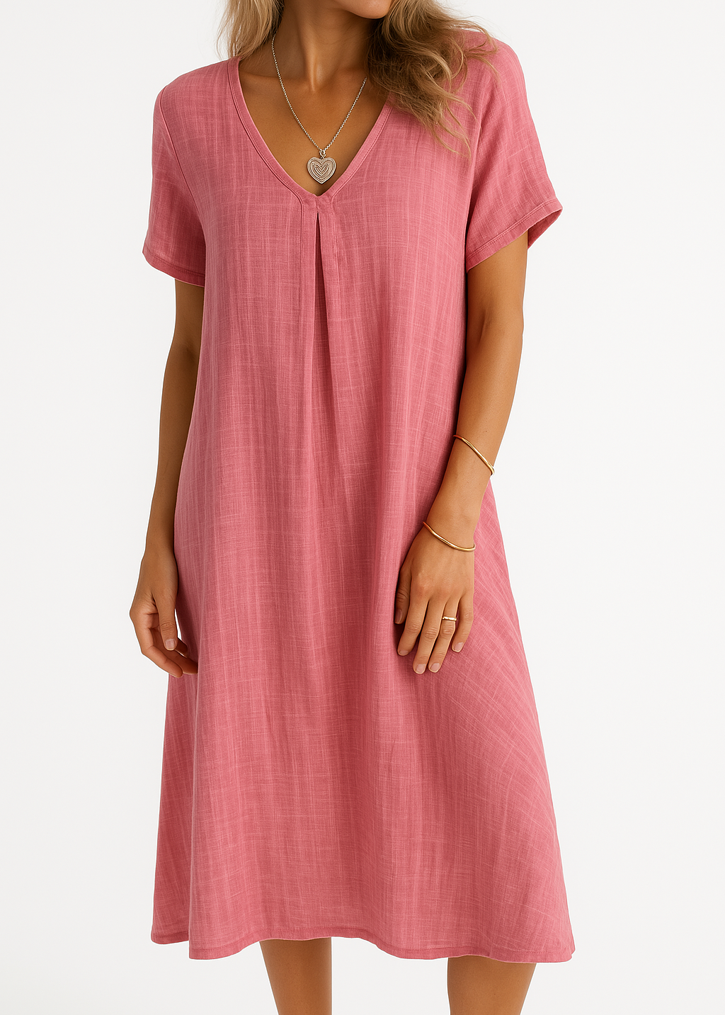 Yara | Linen V-neck Midi Dress