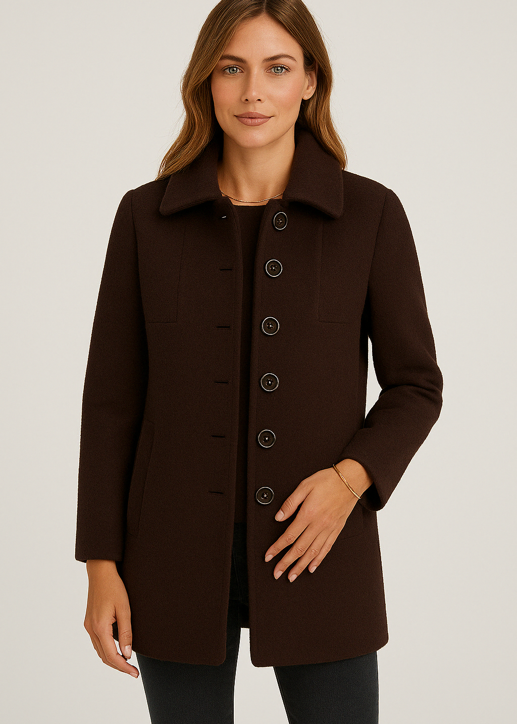 Amira | Wool Blend Button Coat