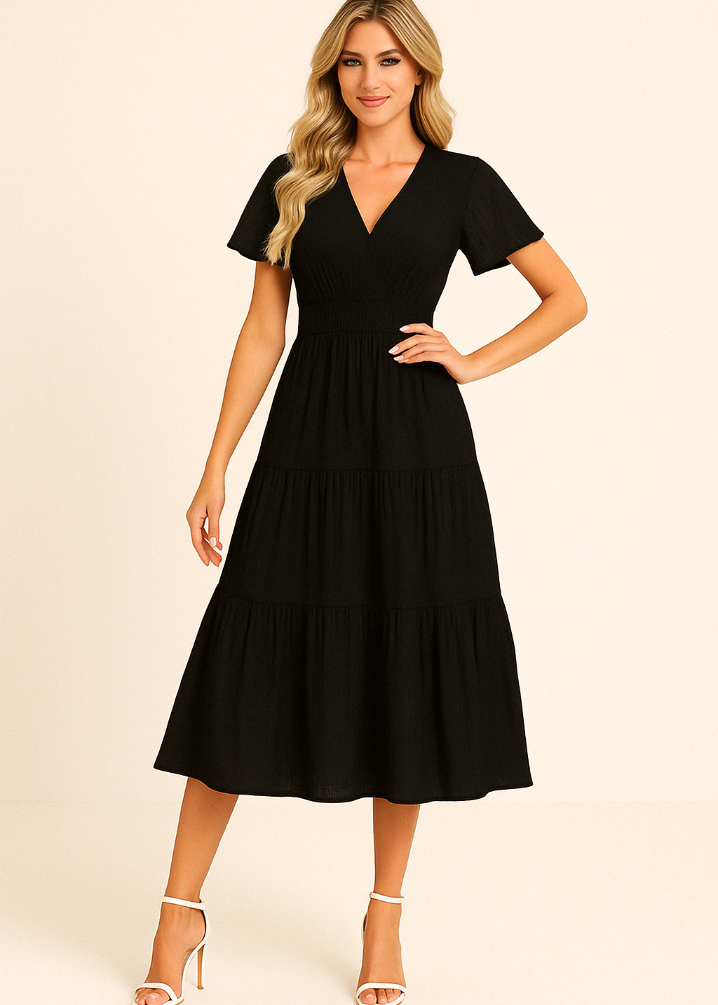 Aurora | Short-Sleeved Midi Dress