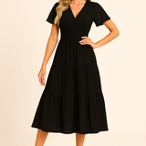 Aurora | Short-Sleeved Midi Dress