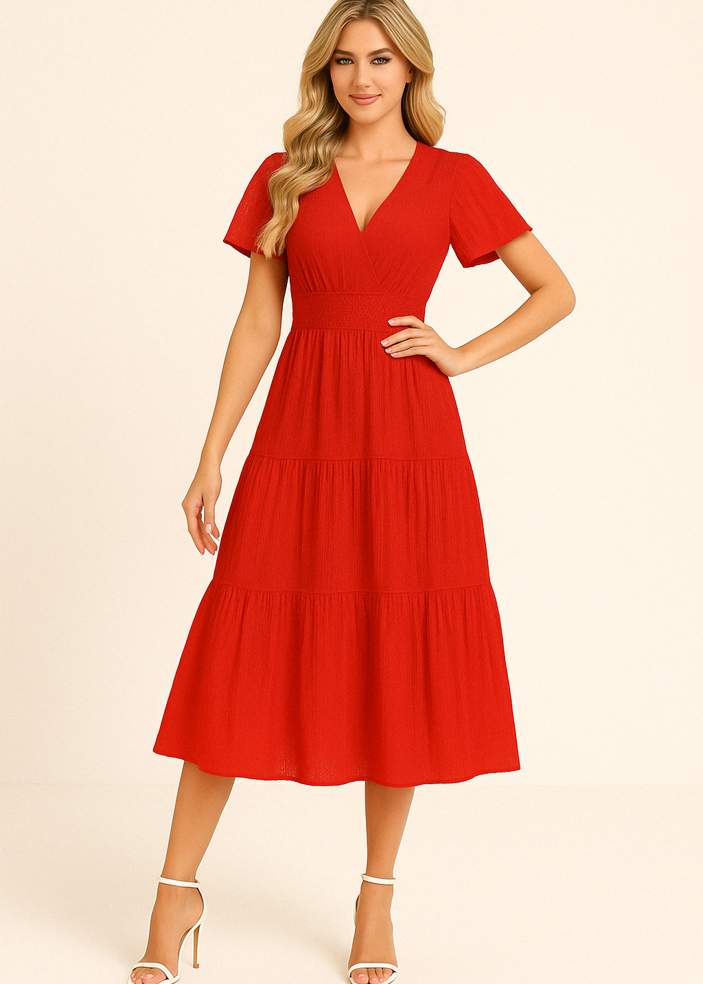 Aurora | Short-Sleeved Midi Dress