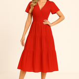 Aurora | Short-Sleeved Midi Dress