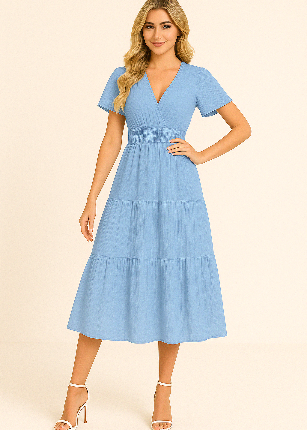Aurora | Short-Sleeved Midi Dress