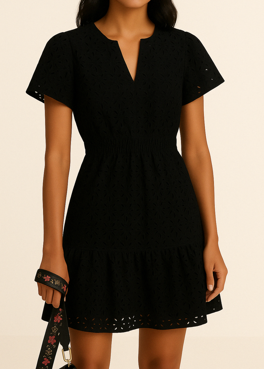 Fiona | V-neck Broderie Dress
