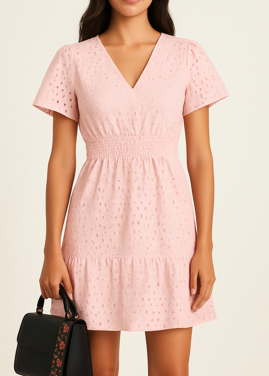 Fiona | V-neck Broderie Dress