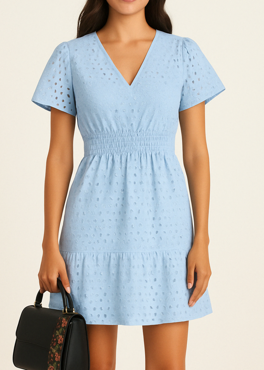 Fiona | V-neck Broderie Dress