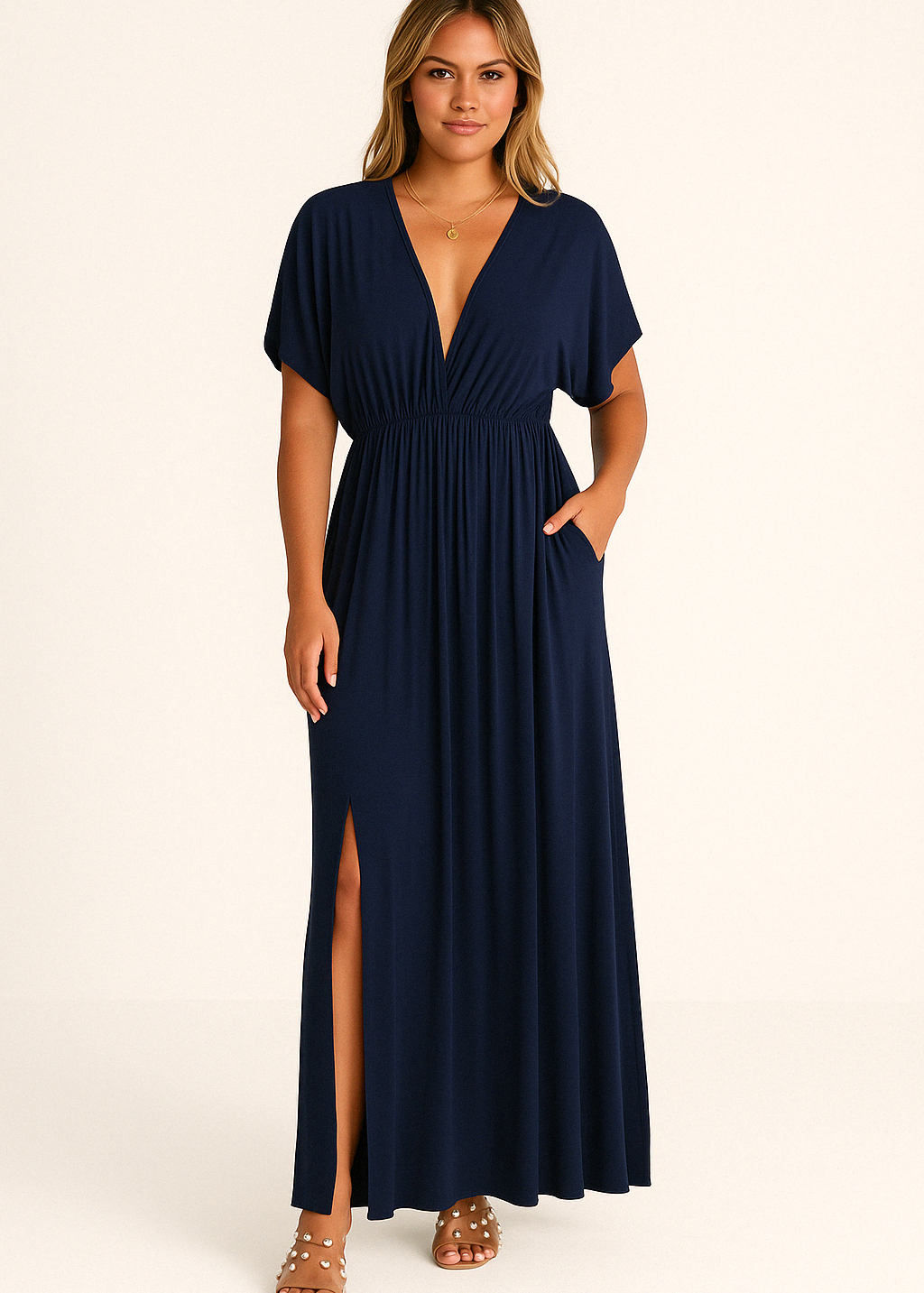 Giselle | V-neck Slit Dress