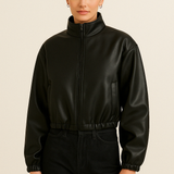 Mindy | Faux Leather Bomber