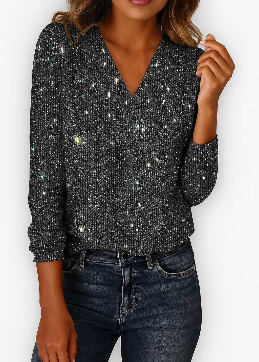 Victoria | V-neck Diamond Blouse