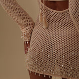 Medina | Pearl-Trim Crochet Dress