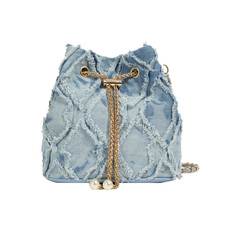 Camille | Quilted Denim Bucket Bag