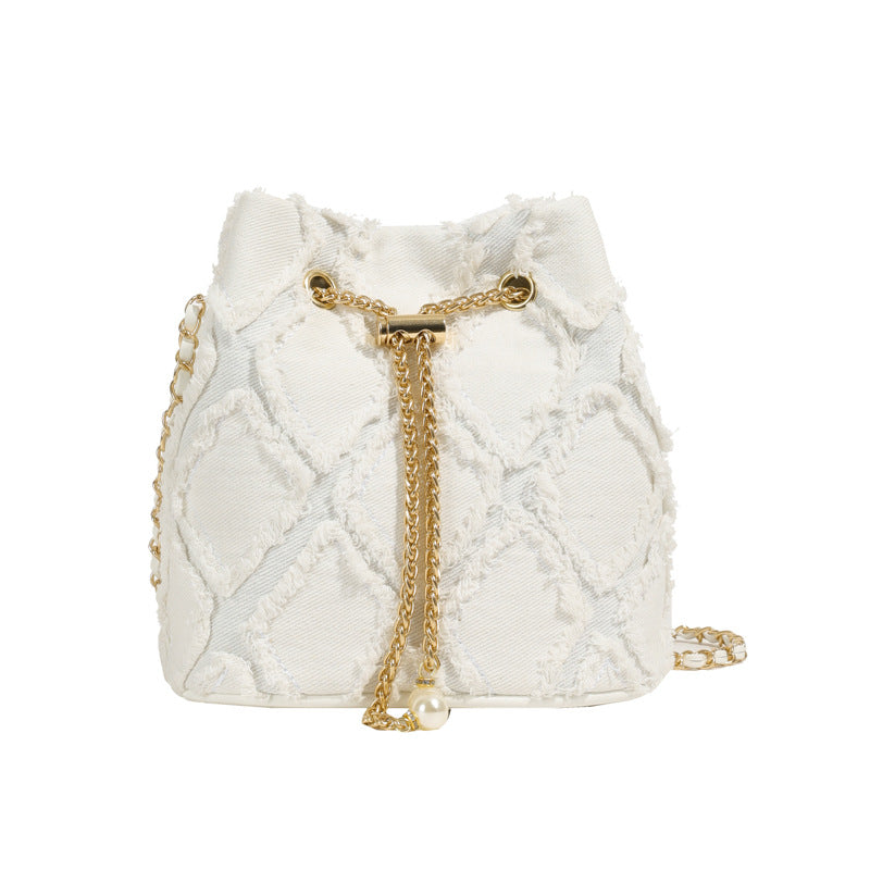 Camille | Quilted Denim Bucket Bag