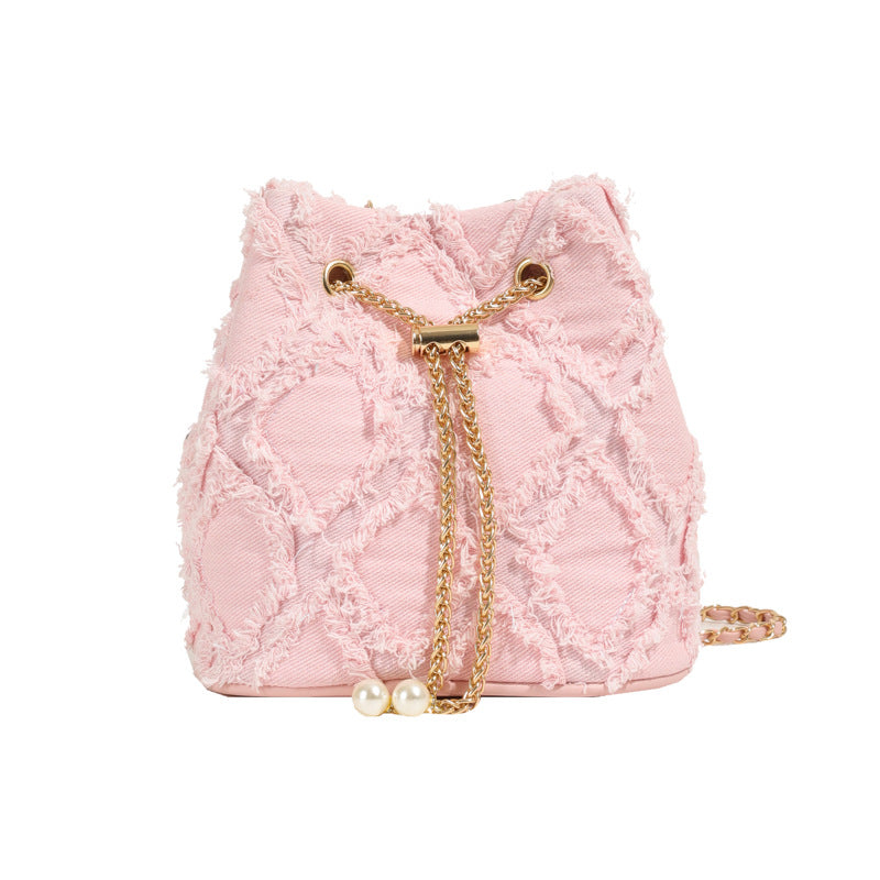 Camille | Quilted Denim Bucket Bag